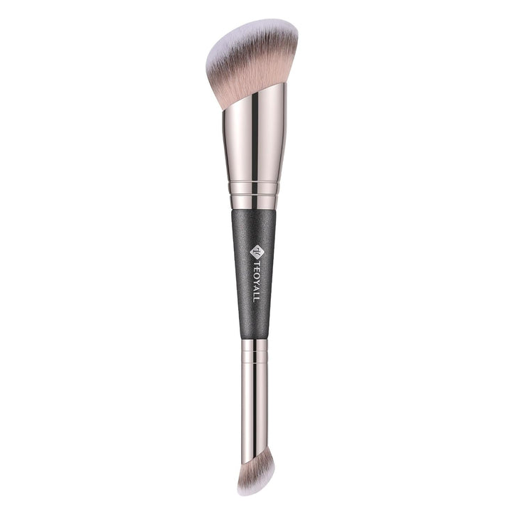 Dual-Ended Foundation under Eye Concealer Brush, Sloped Angled Contour Synthetic Bristles for Liquid Cream Powder
