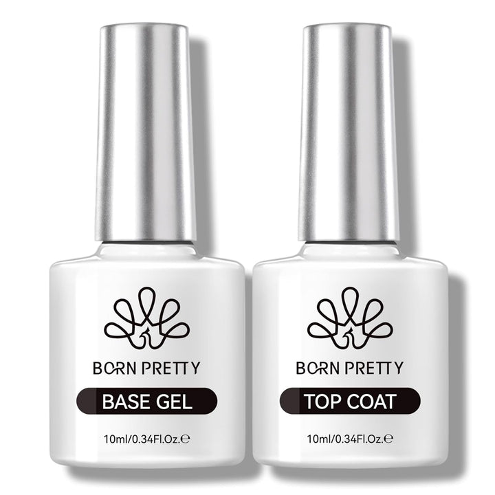 Gel Top Coat,15Ml Gloss Base and Top Coat Set, No Wipe Super Top Gel Not Chip or Peel and Long Lasting Base Gel Top Gel for Nail Art
