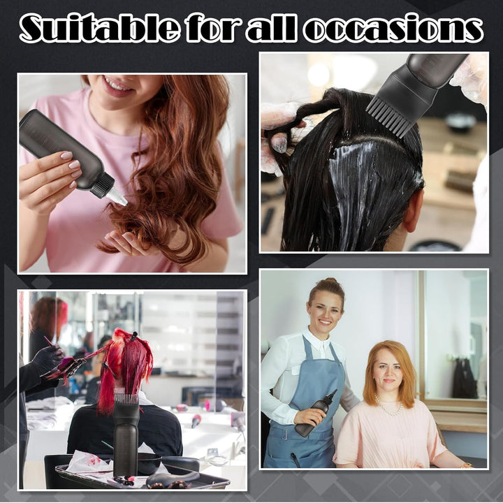 Root Comb Applicator Bottle Oil Applicator for Hair Dye Hair Oiling Bottle with Cap and Graduated Scale, 6 Ounce (Black)