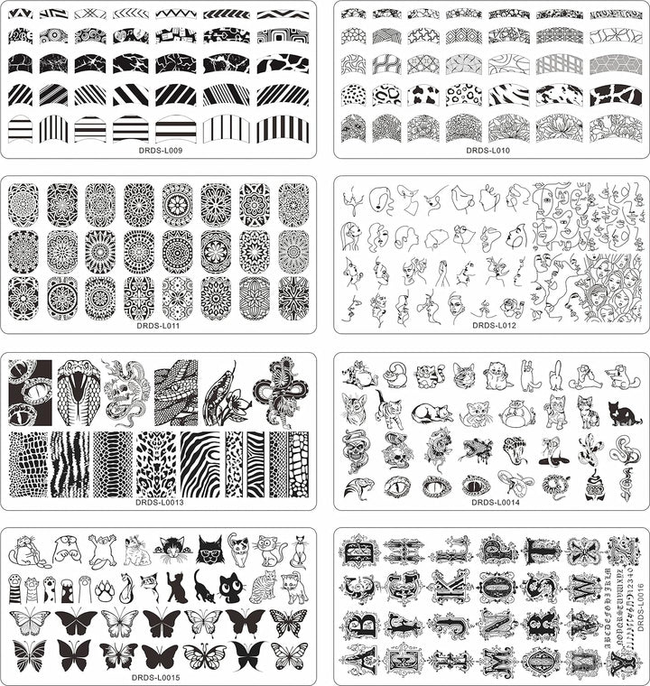 21 Pcs Nail Stamp Plates Set 16 Plate 2Stamper and 2 Scraper 1Storage Bag Nails Art Stamping Plate Scraper Stamper Set Leaves Flowers Animal Nail Plate Template Image Plate Set