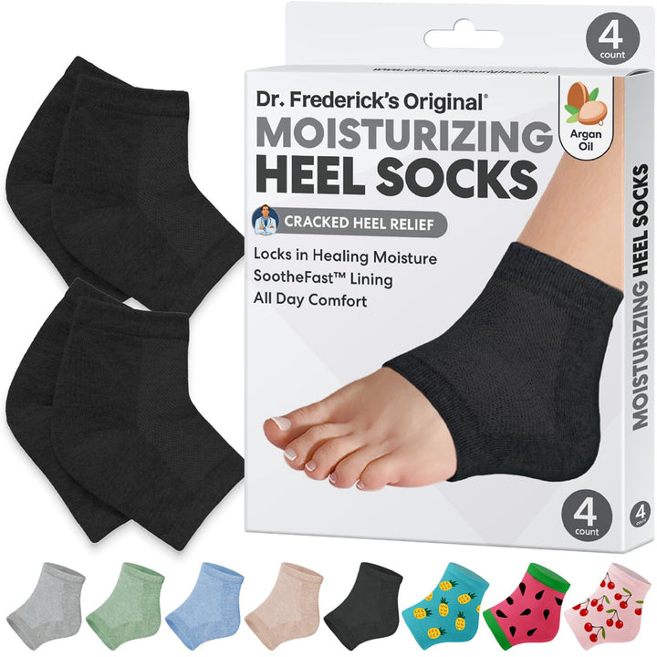 Moisturizing Heel Socks for Dry Cracked Heels Treatment - Infused with Olive Oil, Jojoba Oil and Vitamin E - 2 Pairs - Stocking Stuffers for Adults - Original Formula