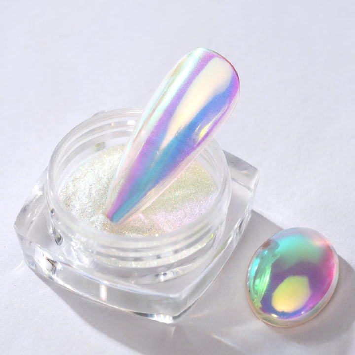 Moonlight Chrome Nail Powder, Unicorn Mermaid Chrome Powder for Nails, Aurora Nail Powder Iridescent Nail Chrome Powder, Nail Art Glitter Decoration for Home DIY Salon Manicure Pigment