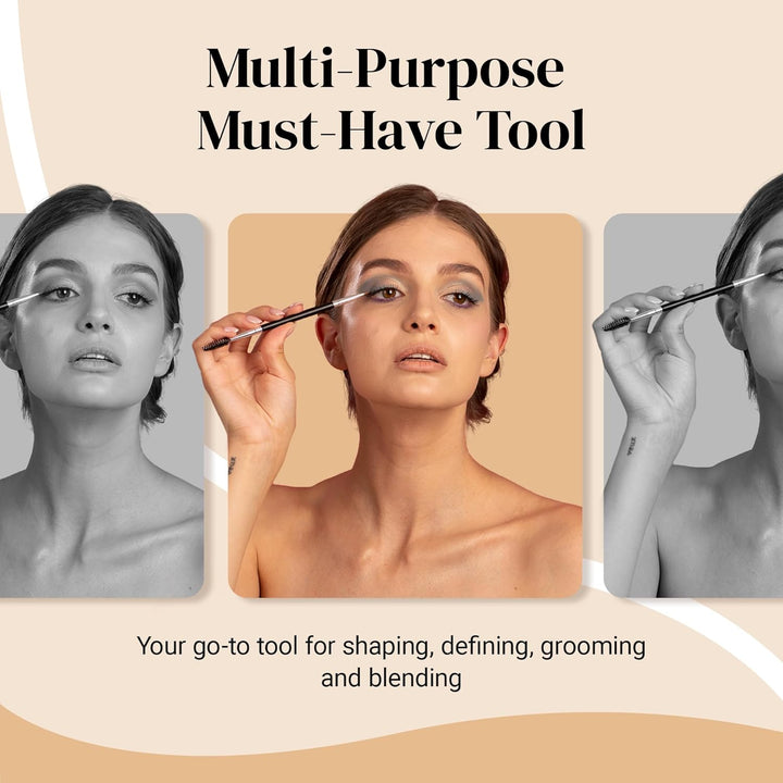 Eyebrow Brush Duo – Premium Angled Eye Brow Brush & Spoolie – Precision Eye Makeup Tool for Applying & Blending Powder, Gel & Liquids