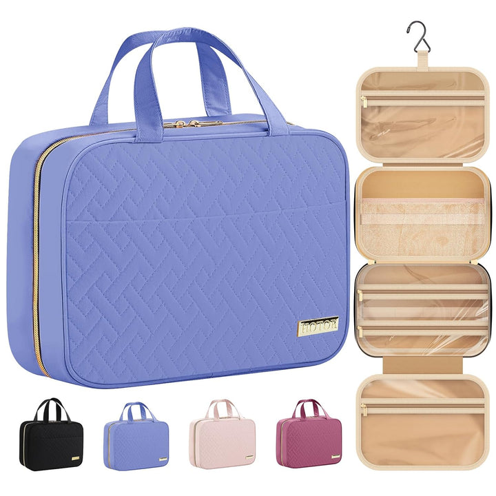 Travel Toiletry Bag W/Hanging Hook - Spacious Toiletry Bag Essentials for Women & Men, Makeup Bag/Big Comparment, Waterproof for Travel Accessories, Medium, Black