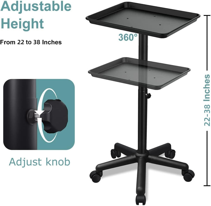 Salon Tray on Wheels, Salon Rolling Tray with Adjustable Height, Hair Stylist Tray, Suitable for Tattoo Tray and Dental Tray
