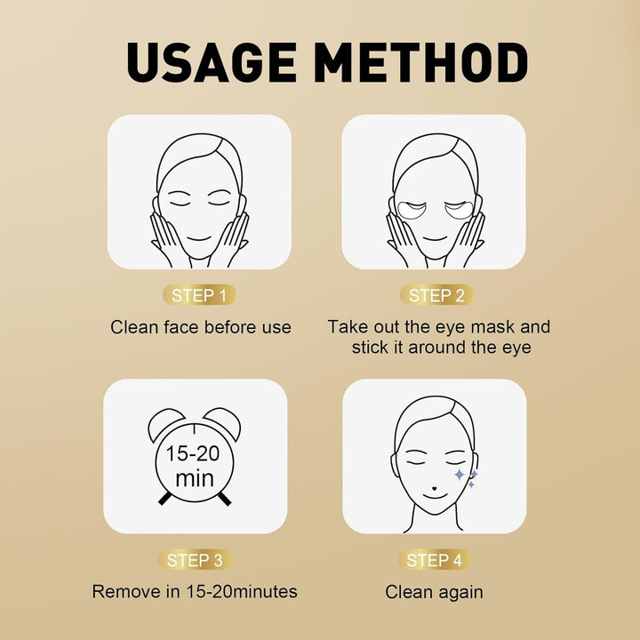 under Eye Patches (50 Pairs) - 24K Gold Eye Patches for Puffy Eyes, Dark Circles, Eyebags and Wrinkles, Collagen Skin Care Products, Beauty & Personal Care