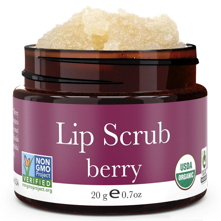 USDA Organic Lip Scrub Vanilla - USA Made with Natural Ingredients, Moisturizing Scrub Exfoliator for Dry Lips, Lip Sugar Scrubber Exfoliator for Smooth Lips, Small Beauty Gifts