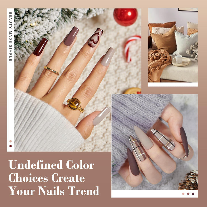 30Pcs Dip Powder Nail Kit Starter, 8 Colors Fall Nude Brown Glitter Purple Nude with Nail Sticks, Nail Art Liquid Set with Matte/Base/Top Coat Activator for French Manicure Salon