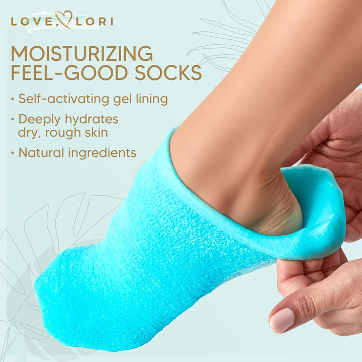 Moisturizing Socks - Gel Silicone Aloe Spa Socks (Sizes 9-10) Infused with Vitamin E & Jojoba Oil - Self Care Gifts for Women, Spa Gifts for Women, Stocking Stuffers for Adults
