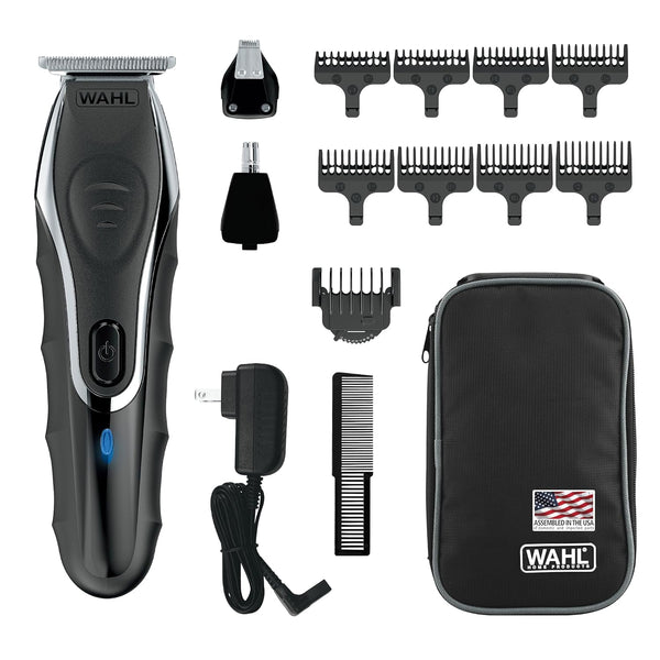 Aqua Blade® Rechargeable Wet/Dry Lithium-Ion Deluxe Beard Trimmer for Men - Interchangeable Heads for Detailing, Hair, Mustache and Body Grooming - Model 9899-100