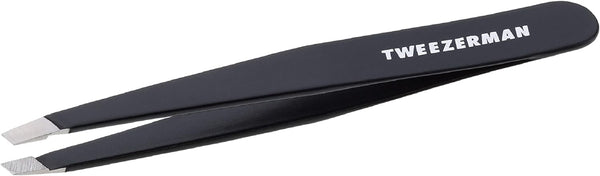 Stainless Steel Slant Tweezer - Eyebrow Tweezers for Women and Men (Black)