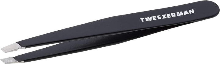 Stainless Steel Slant Tweezer - Eyebrow Tweezers for Women and Men (Black)