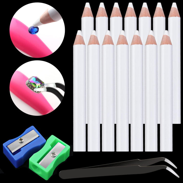 Self Adhesive Pickup Pencil for Rhinestones and Diamond Painting, 10 PCS Long Rhinestone Picker Tool Kit for Nail Art, Nail Dotting Tools for Manicure, Jewel Applicator Gem Picker Pen Tool