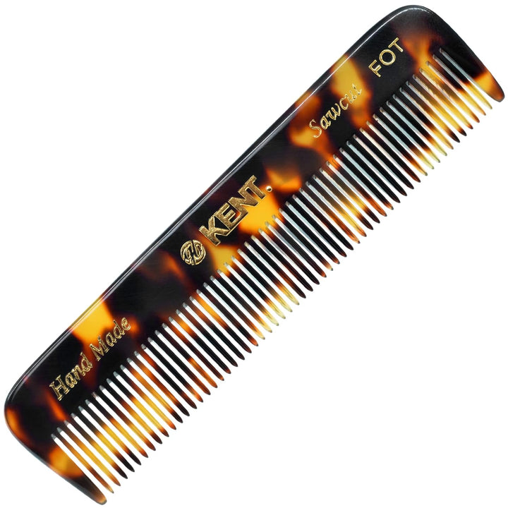 a FOT Tortoiseshell Fine Tooth Handmade Pocket Comb for Men, Women and Kids, Hair Comb Straightener for Grooming and Styling, Beard and Mustache, Saw Cut and Hand Polished, Made in England