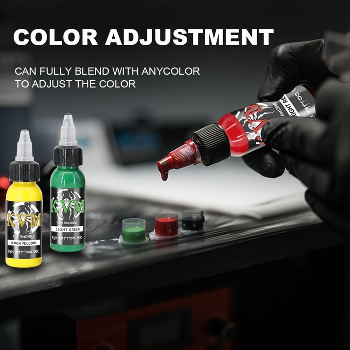 Tattoo Ink Set 14 Pcs Colors 1Oz (30Ml) Tattoo Supply Indoor Tattoo Studio Renowned for Its Smooth Flow Characteristics