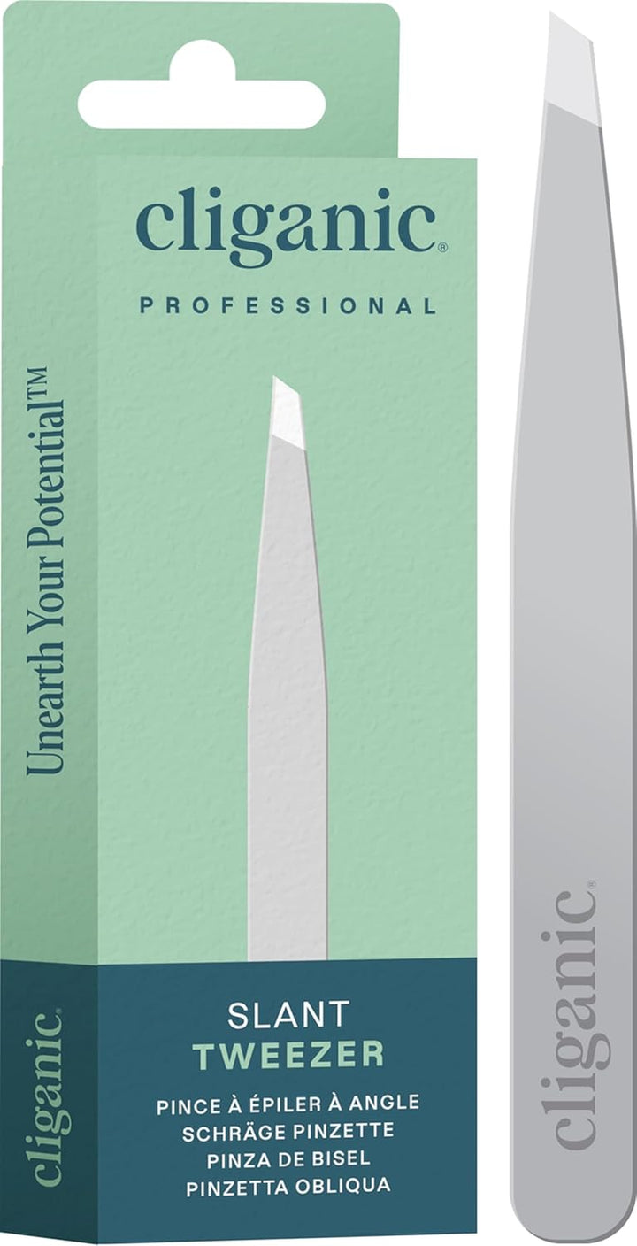 Professional Eyebrow Tweezers Slant Tip (Blue) - Precision for Men & Women, Stainless Steel Best for Plucking Chin Facial Hair