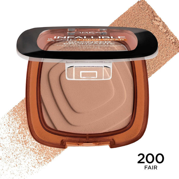 Infallible up to 24H Fresh Wear Soft Matte Longwear Bronzer. Waterproof, Heatproof, Transfer, Humidity and Sweatproof, Fair, 0.31 Oz