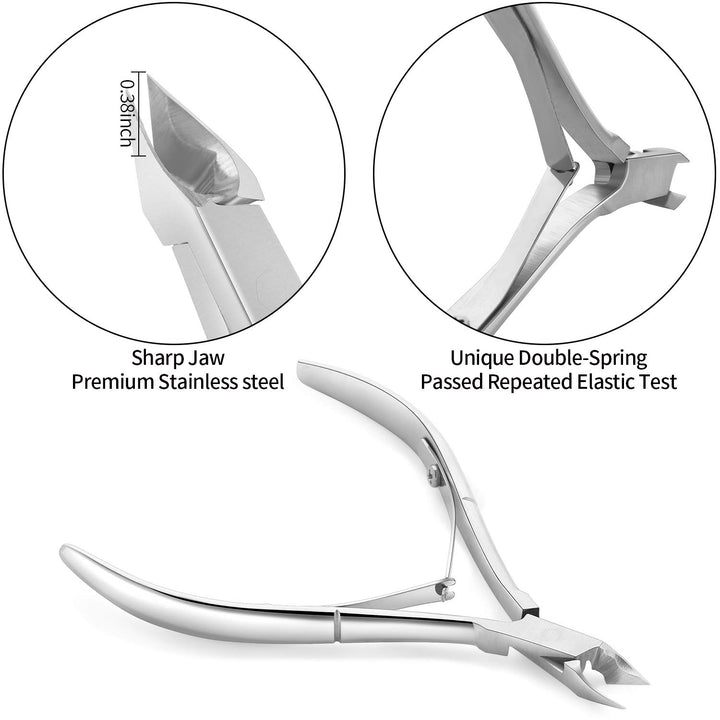 Professional Stainless Steel Nippers, Cutter Clippers, Cuticle Remover, Trimmer with Pusher, Pedicure Manicure Tools for Fingernails and Toenails, Sliver