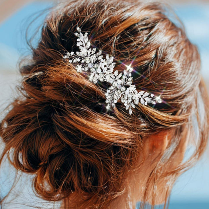 Wedding Hair Clips Silver Rhinestone Bridal Headpiece Prom Hair Accessories for Women