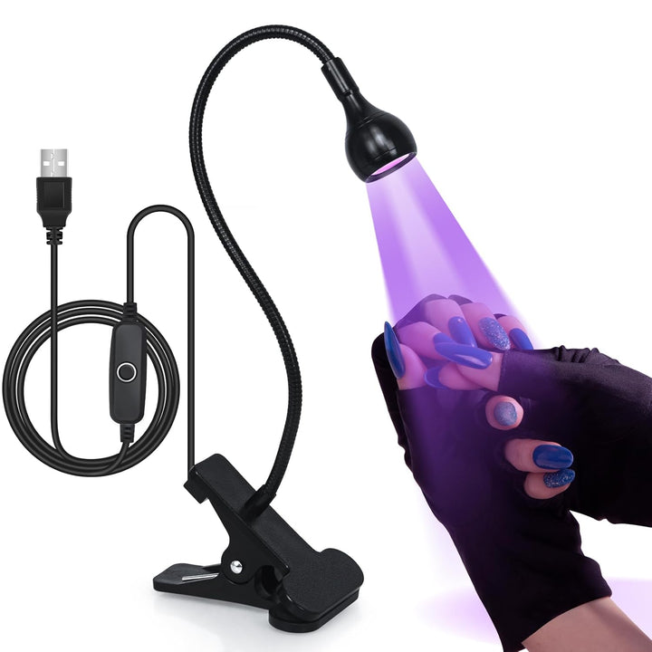 Nail Lamp LED Nail Manicure Dryer Curing Light with Black Gooseneck and Clamp for Gel Nails