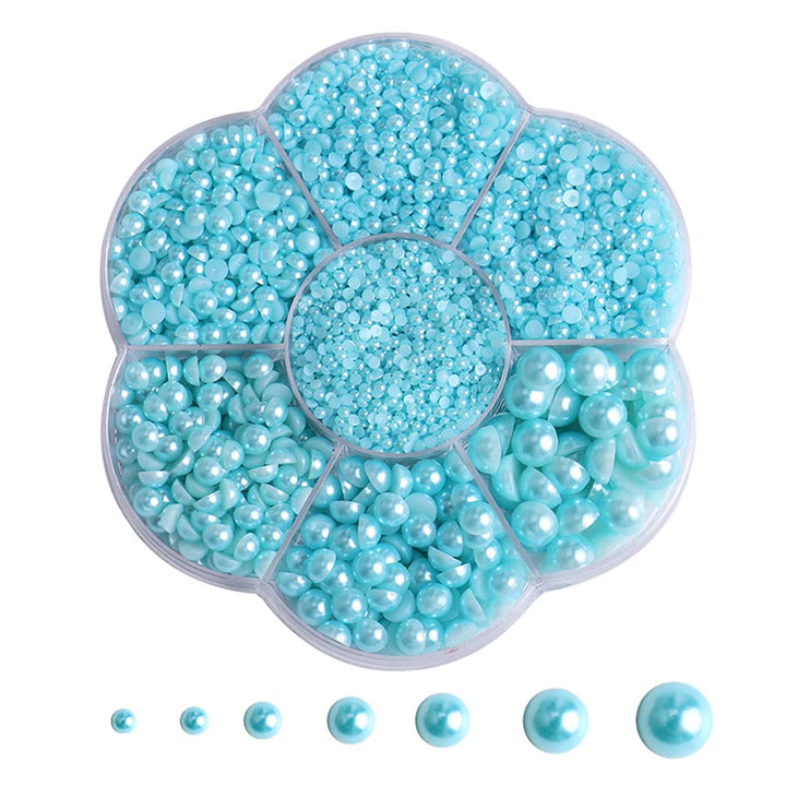 5800 Pcs Half Pearls for Crafts, Flatback Pearls for Artwork Making, DIY Rhinestones Accessory Nail Art, Face Gems Jewels Flat Back Craft Pearls - White