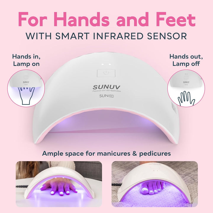 UV LED Nail Lamp, Nail Dryer for Gel Polish UV Light for Nails with Sensor 2 Timers SUN9C Pink Gift for Women Girls