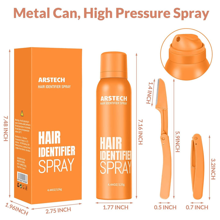 Hair Identifier Spray for Face Shaving Dermaplaning Tool Dermaplane Razor for Women Face Skin Body Dermaplane Spray for Women Face with 4 Face Razor for Face Shaver Kit Facial Hair Spray Hair Removal