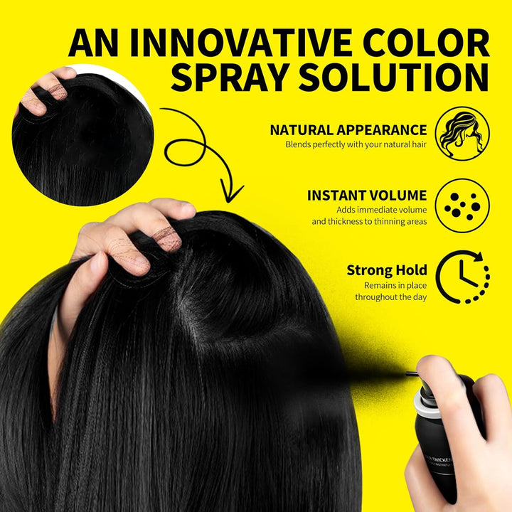 Hair Fiber Spray - Instant Hair Thickening Powder for Men & Women, Hair Building Fibers for Thinning Hair, Root Touch up Hair Color, Waterproof, Sweatproof, Natural Look,80Ml Black