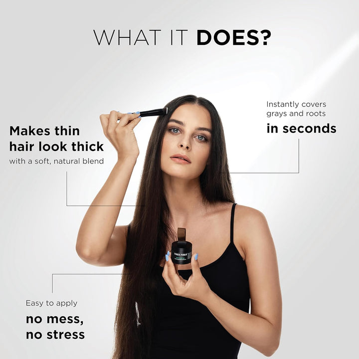 Root Touch up Powder - Water & Sweat Resistant Hair Loss Concealer Set for Thinning Hair Women, Includes Brush (Dark Brown)