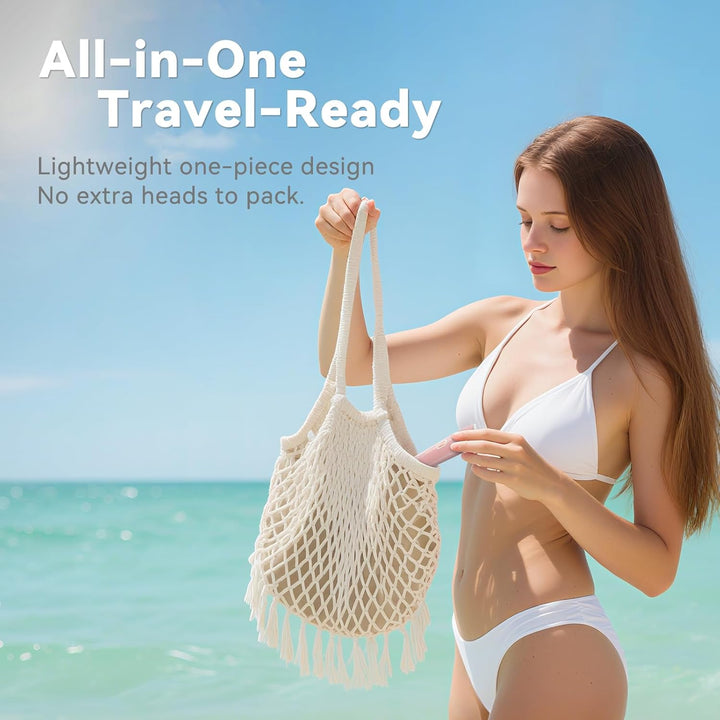 Bikini Trimmer for Women – Waterproof Electric Razor with Stainless Steel Blades, Rechargeable Battery, Pubic Hair Shaver for Women, Facial & Body Hair Remover, Pink