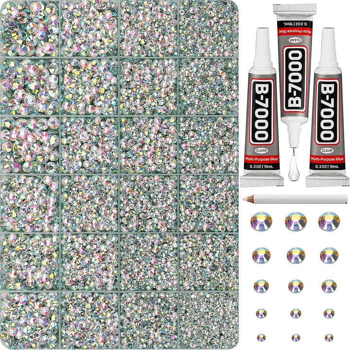 30000Pcs Resin Jelly Rhinestones for Crafting Bedazzling, Multicolor 3Mm Flatback Gems for Crafts Clothing Clothes Tumblers Shoes Nails, Flat Back Mixed Color Bulk Bedazzler Kit Jewels with B7000 Glue