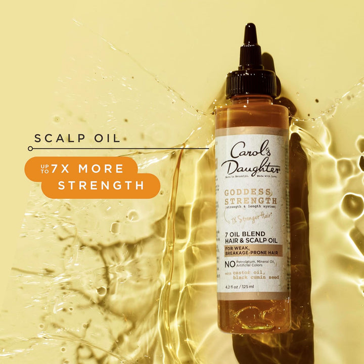 Goddess Strength 7 Oil Blend Scalp and Hair Oil for Waves, Coils and Curls, Hair Treatment with Castor Oil, 4.2 Fl Oz