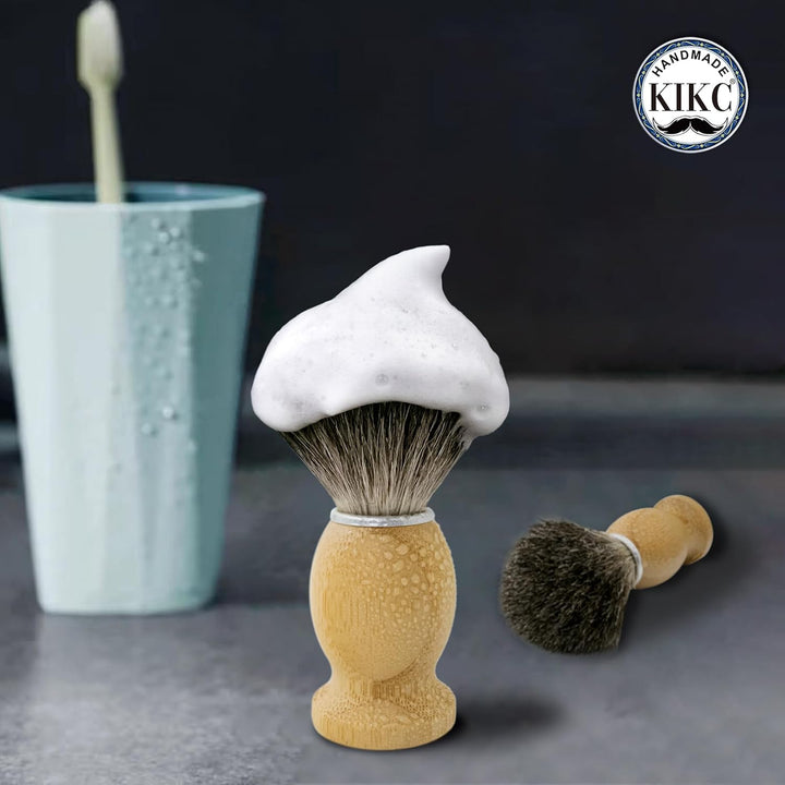 Hand Crafted Pure Badger Shaving Brush for Wet Shave, Comfortable Bamboo Handle, Soft Bristle, Best Gift for Bearded Man