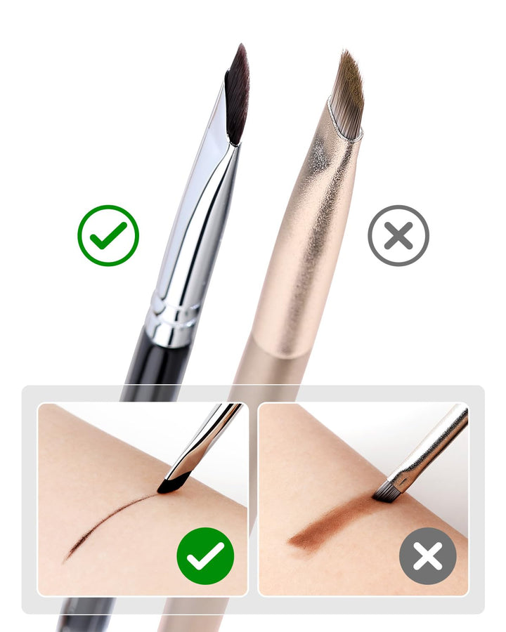 Eyeliner Brush,  Sickle Angled Gel Eyeliner Makeup Brush for Precise Eye Liner, Eyebrow, Eyelid with Ultra Thin Curved Vegan Bristles (E865)