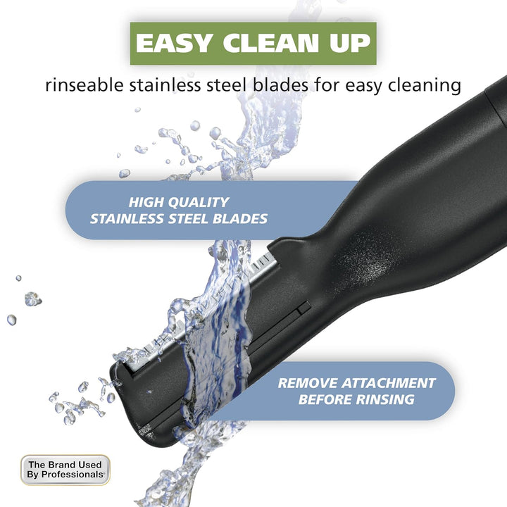 Micro Groomsman Battery Personal Trimmer for Hygienic Grooming with Rinseable, Interchangeable Heads for Eyebrows, Neckline, Nose, Ears, & Other Detailing - 05640-600