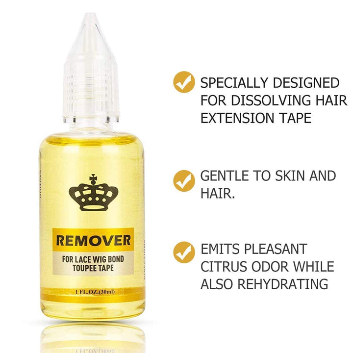 Fast Acting Remover for Tape-In Hair Extensions, Wig Glue, and Double-Sided Extension Tape (One Bottle)