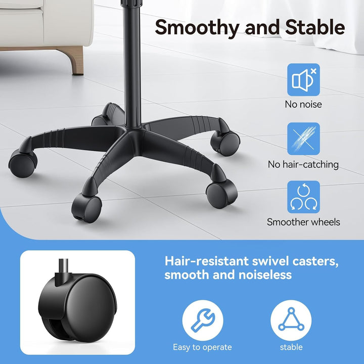 Salon Tray, Adjustable Height Salon Rolling Tray Cart with Wheels, Aluminum Hairstylist Color Tattoo Tray with Wheels for Salon&Spa Use(36Inch)