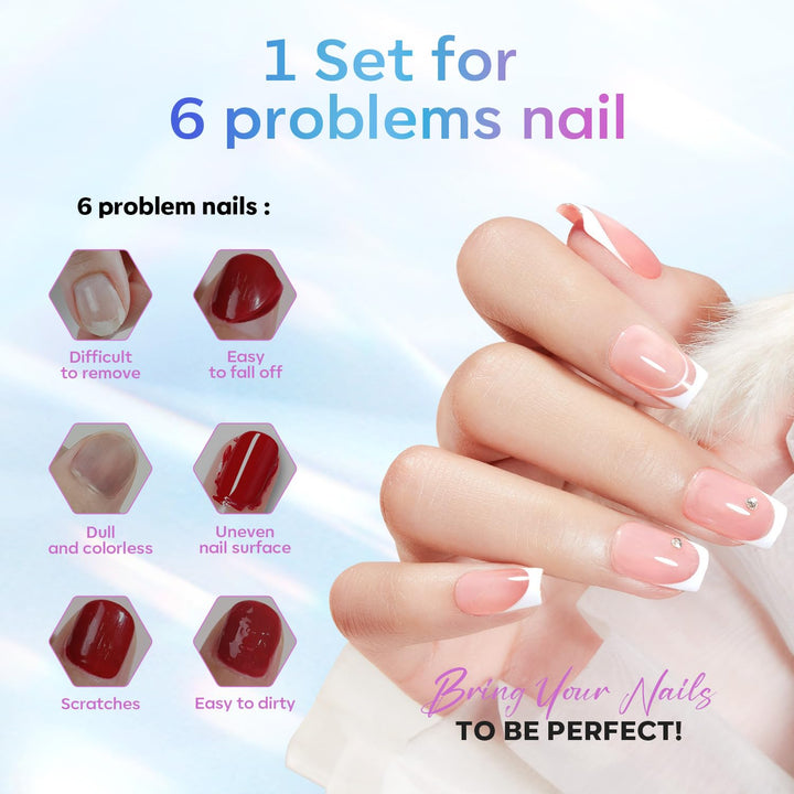 Gel Top Coat, 15 Ml 2025 Upgrade Super Shiny Base and Top Coat Set, Soak off Nail Lamp Acid Free No Wipe Clear Base Top Gel Nail Polish