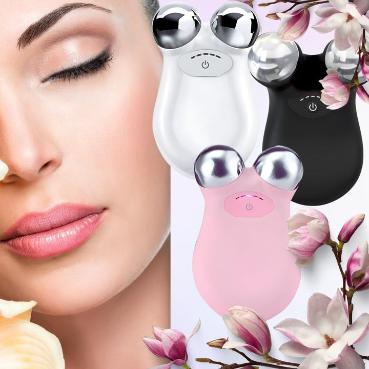 Microcurrent Facial Sculpting Device, Dual Sphere Face & Neck Tightening Tool, Portable Skin Firming & Contouring Device, Available in Pink, White, Black (Pink)