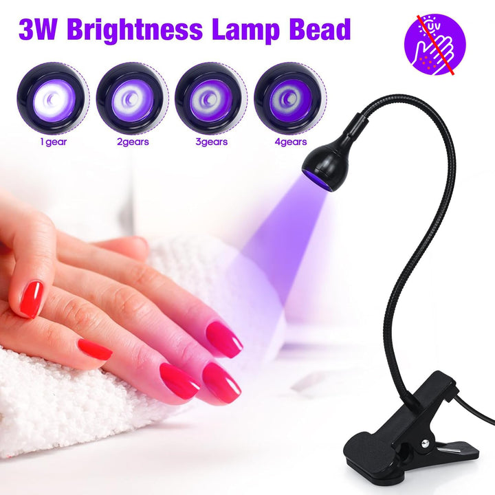 Nail Lamp LED Nail Manicure Dryer Curing Light with Black Gooseneck and Clamp for Gel Nails