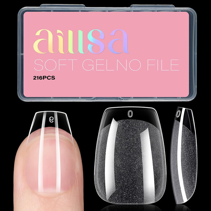 Short Almond Nail Tips Pre-Shaped Acrylic Nail Tips Half Matte Full Cover Nails Tips Clear Gelly Press on Flase Tip Nail for Extension Nail Manicure Home DIY 240PCS 15Sizes