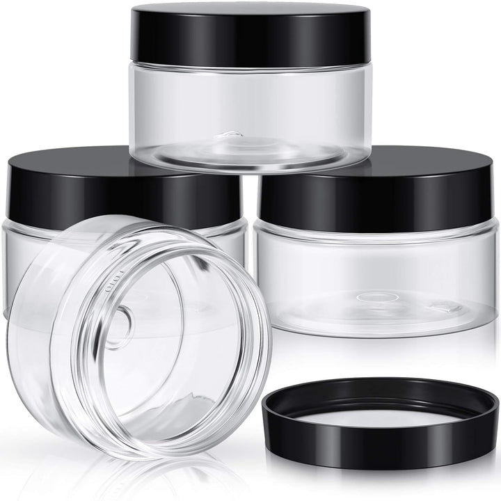 4 Pieces round Wide-Mouth Leak Proof Plastic Container Jars with Lids for Travel Storage Makeup Beauty Products Face Creams Oils Salves Ointments DIY Making(1 Ounce,White)