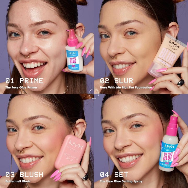 the Face Glue Setting Spray, Transfer-Resistant Waterproof Setting Spray, up to 24HR Make up Wear