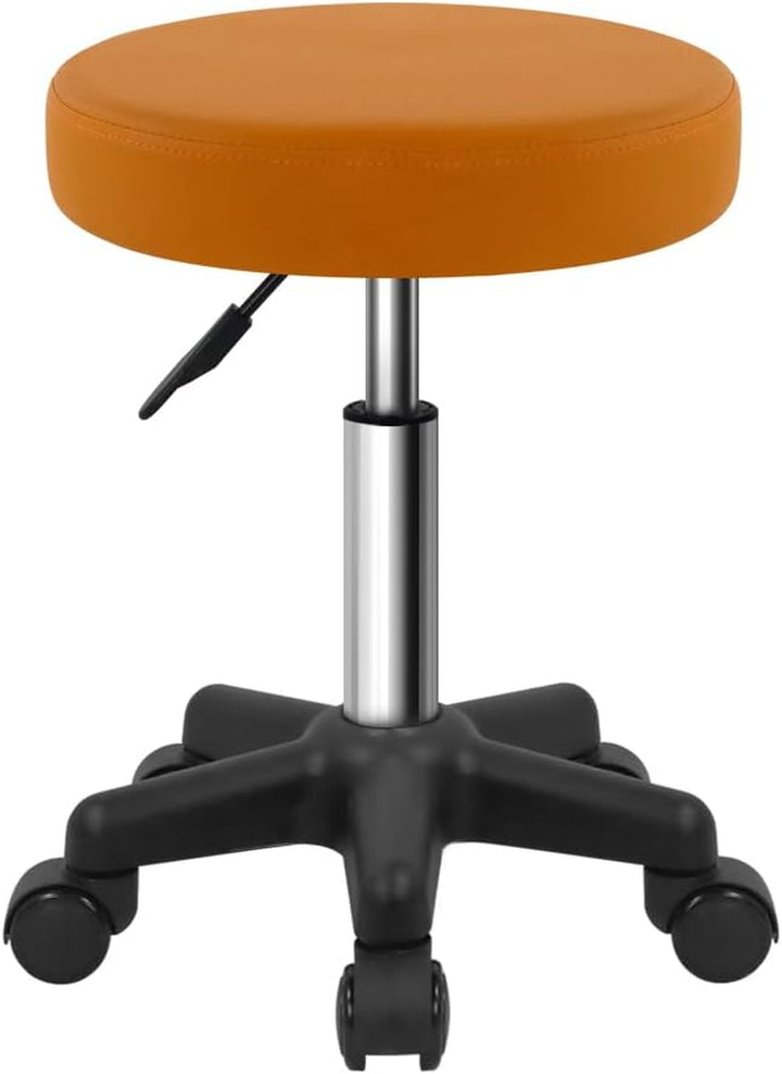 round Rolling Stool Height Adjustable Stool with Wheels for Spa Salon Massage Black
