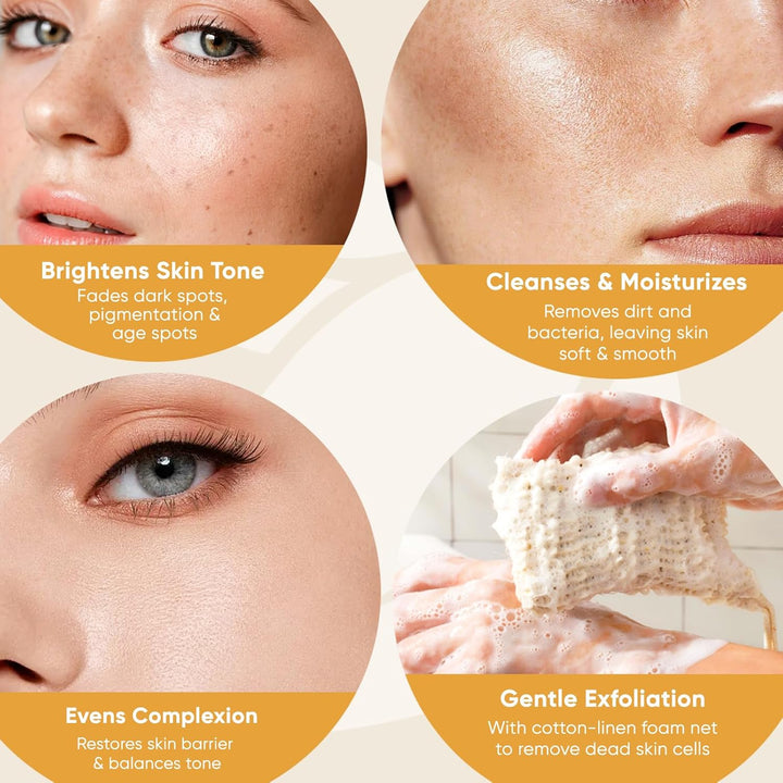 Kojic Acid Turmeric Soap Bars – Dark Spot Remover & Skin Care, Handmade Face & Body Wash Bars with Niacinamide, Shea Butter, Tea Oil, Vitamin C (2 Pack, 8.5 Oz)