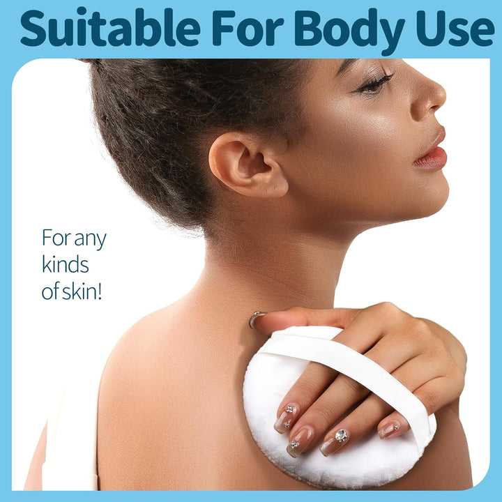 2Pcs Powder Puff, 4.13 Inch Powder Puff for Body Powder, Body Powder Puff Large Powder Puff Loose Powder Puffs Soft Velour Body Powder Puff and Container White