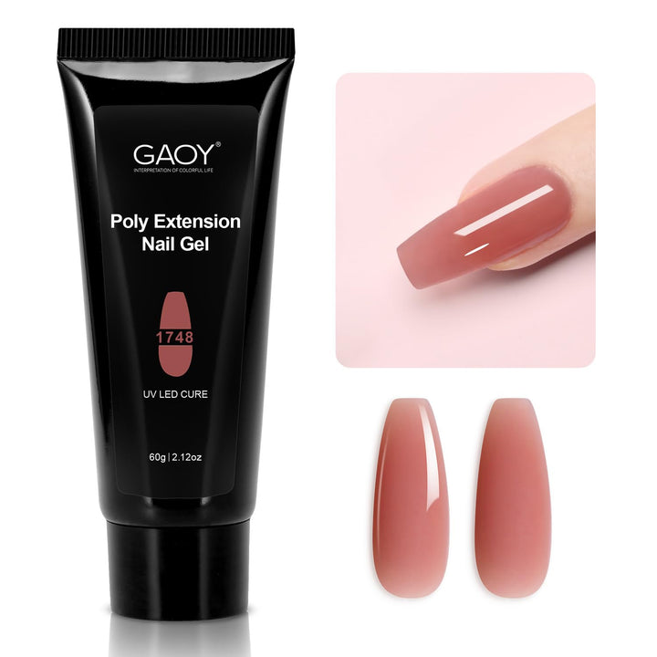Poly Gel, 60G Nail Extension Gel, Pink Nude Builder Enhancement for Beginner & Professional Nail Art Salon DIY at Home