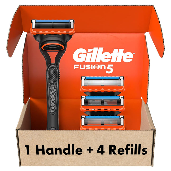 Fusion5 Razors for Men, 1 Razor, 4 Blade Refills, Lubrastrip for a More Comfortable Shave
