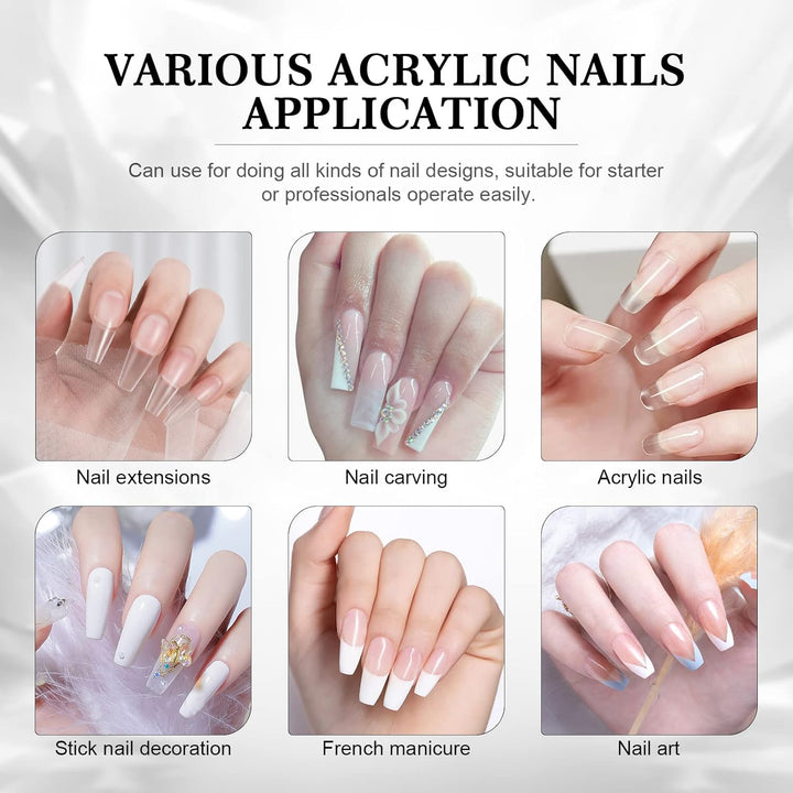 Clear Acrylic Powder 5.29OZ Large Capacity Acrylic Nail Powder Polymer Beginner Friendly Long Lasting No Need Nail Lamp Professional Acrylic Powder for French Manicure Nail Carving