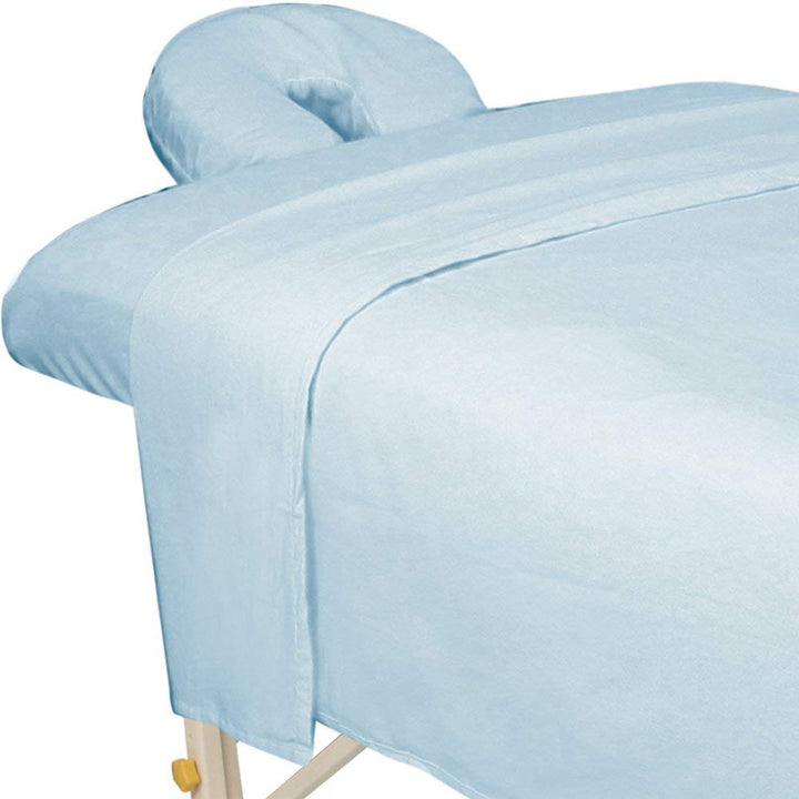 Forpro Premium Flannel 3-Piece Massage Sheet Set for Massage Tables, Includes Flat, Fitted Sheet, and Fitted Face Rest Cover, Natural